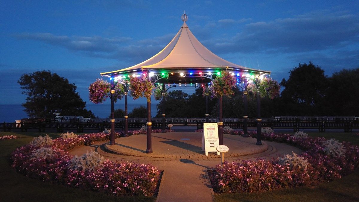 Filey bandstand on a summer evening
